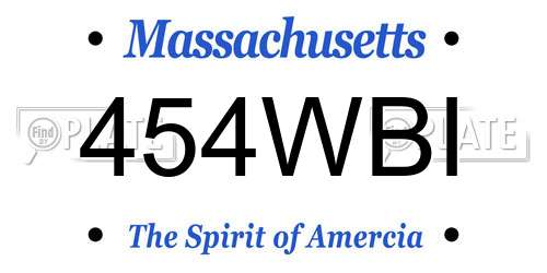 454WBI Massachusetts License Plate