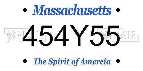 454Y55 Massachusetts License Plate