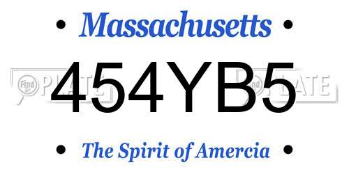 454YB5 Massachusetts License Plate
