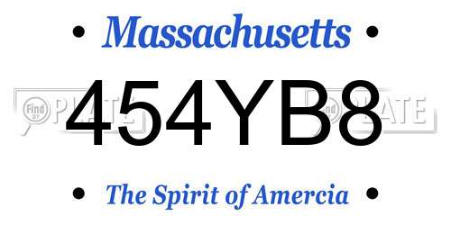 454YB8 Massachusetts License Plate