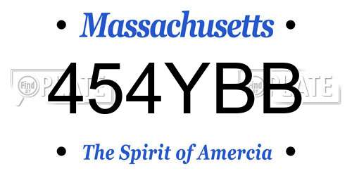454YBB Massachusetts License Plate