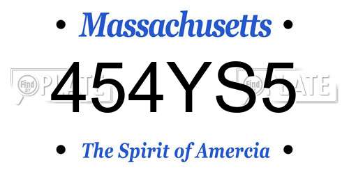 454YS5 Massachusetts License Plate