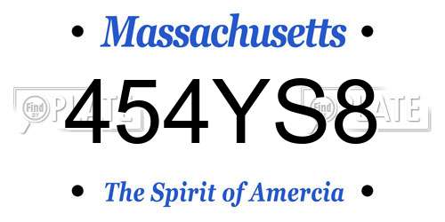 454YS8 Massachusetts License Plate