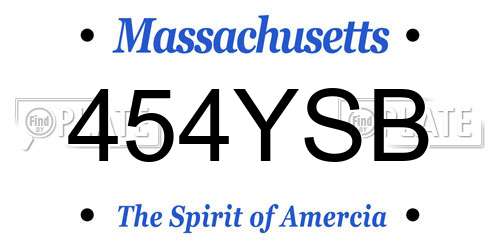 454YSB Massachusetts License Plate