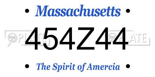 454Z44 Massachusetts License Plate