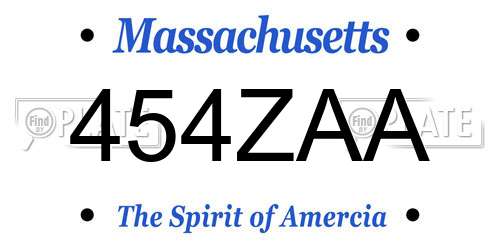 454ZAA Massachusetts License Plate