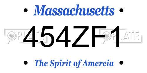 454ZF1 Massachusetts License Plate