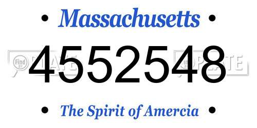 4552548 Massachusetts License Plate