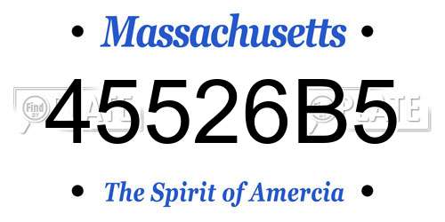 45526B5 Massachusetts License Plate