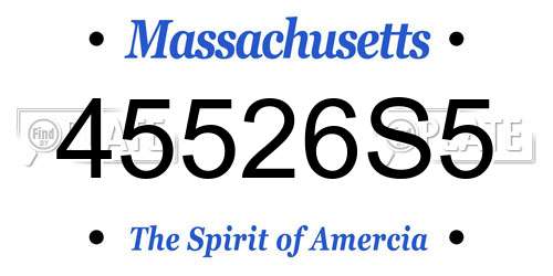 45526S5 Massachusetts License Plate