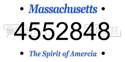 4552848 Massachusetts License Plate