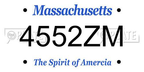 4552ZM Massachusetts License Plate