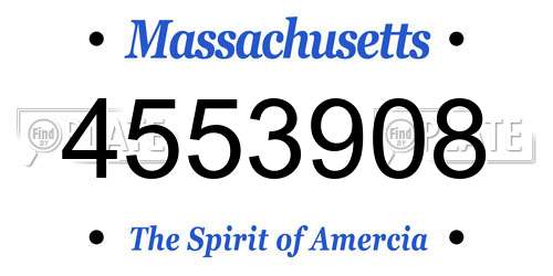4553908 Massachusetts License Plate