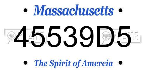 45539D5 Massachusetts License Plate