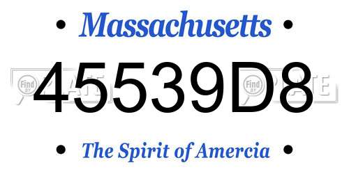 45539D8 Massachusetts License Plate