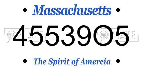 45539O5 Massachusetts License Plate