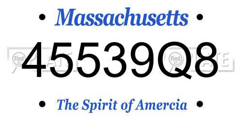45539Q8 Massachusetts License Plate