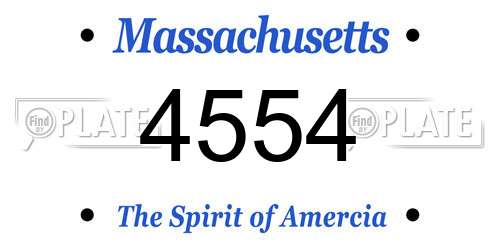 4554 Massachusetts License Plate