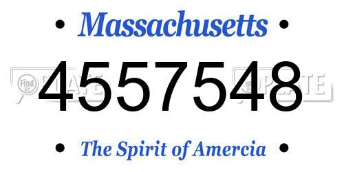 4557548 Massachusetts License Plate