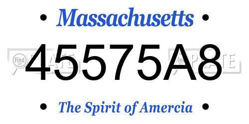 45575A8 Massachusetts License Plate