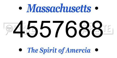 4557688 Massachusetts License Plate