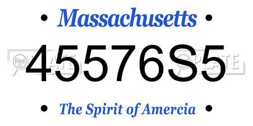 45576S5 Massachusetts License Plate