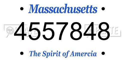 4557848 Massachusetts License Plate
