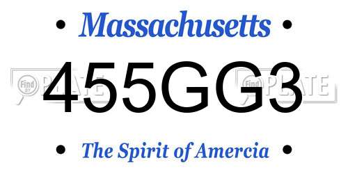 455GG3 Massachusetts License Plate