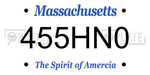 455HN0 Massachusetts License Plate