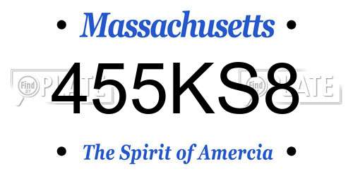 455KS8 Massachusetts License Plate