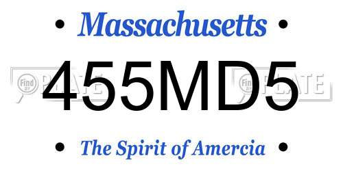 455MD5 Massachusetts License Plate