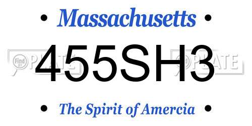 455SH3 Massachusetts License Plate