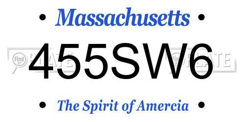 455SW6 Massachusetts License Plate