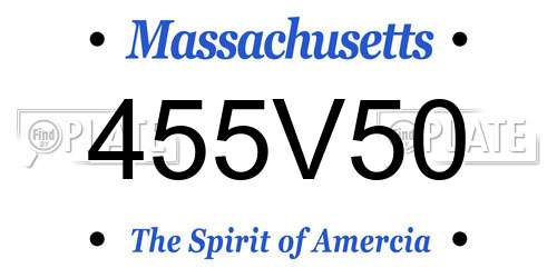 455V50 Massachusetts License Plate