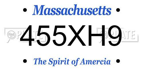 455XH9 Massachusetts License Plate