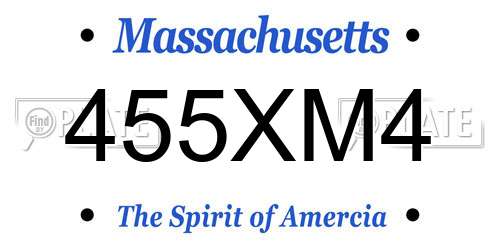 455XM4 Massachusetts License Plate