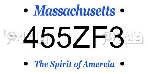 455ZF3 Massachusetts License Plate