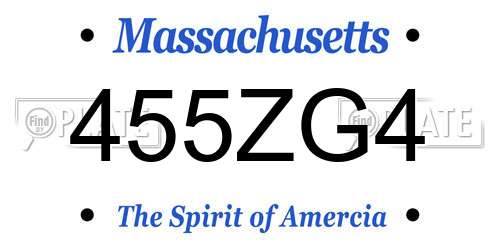 455ZG4 Massachusetts License Plate