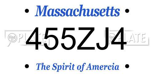 455ZJ4 Massachusetts License Plate
