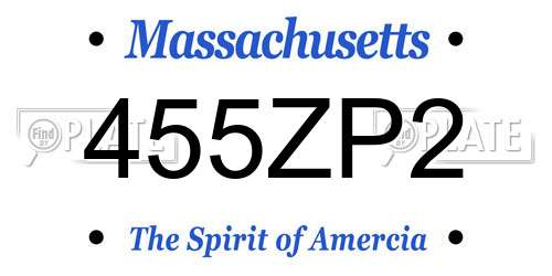 455ZP2 Massachusetts License Plate