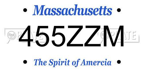 455ZZM Massachusetts License Plate