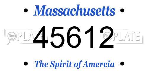 45612 Massachusetts License Plate