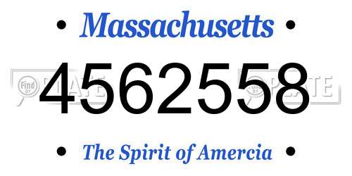 4562558 Massachusetts License Plate