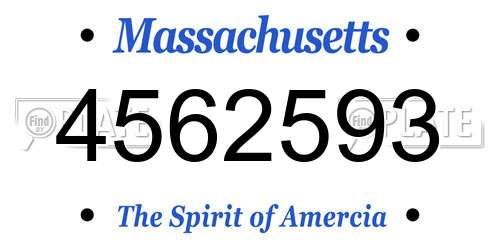 4562593 Massachusetts License Plate