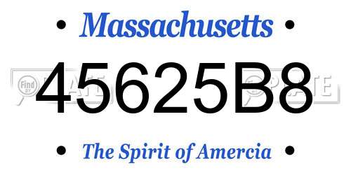 45625B8 Massachusetts License Plate