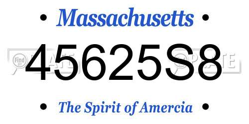45625S8 Massachusetts License Plate