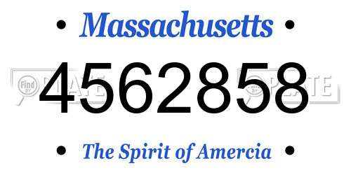 4562858 Massachusetts License Plate