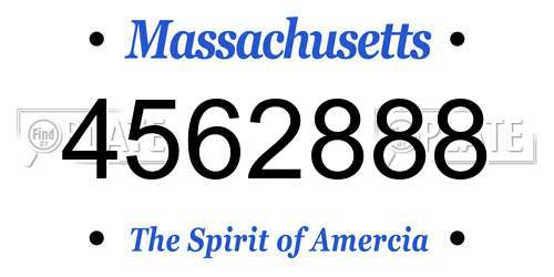 4562888 Massachusetts License Plate