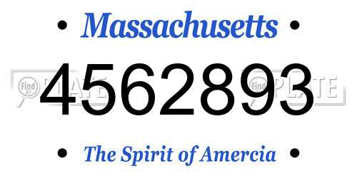 4562893 Massachusetts License Plate