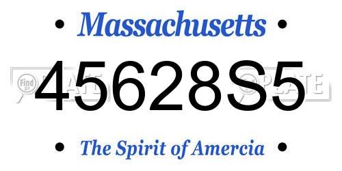 45628S5 Massachusetts License Plate